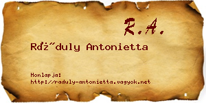 Ráduly Antonietta névjegykártya
